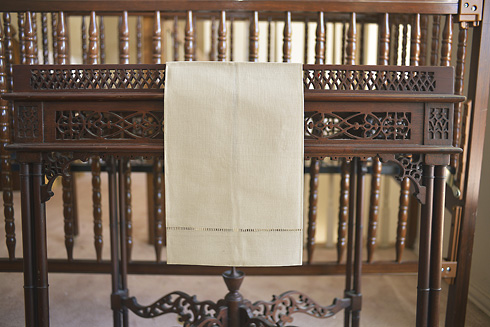 Sand Shell colored Hemstitch Guest Towel. 14" x 22" - Click Image to Close